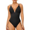 SAYFUT Deep V Neck Bodysuit Low Back Corset Shapewear for