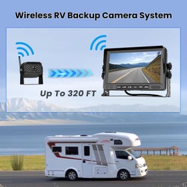 Hikity Wireless Backup Camera System, HD 1080P 7 Inch Reverse Camera Monitor for 4 Channels, DVR Record, Waterproof, Night Vision, Front Rear View Camera for Truck/RV/Van/SUV/Pickup, Black