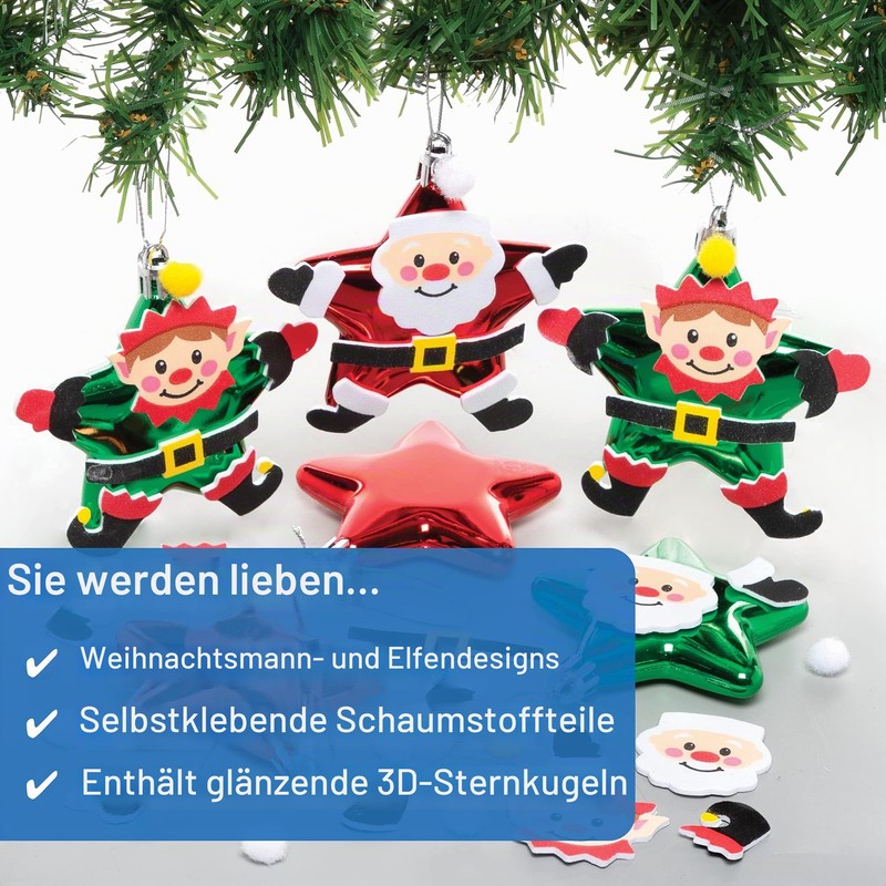 Baker Ross FE976 Christmas Star Decoration Craft Set - Pack