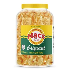 Mac's Pork Rinds, Fried Pork Skins, Original, 7.5 Ounce Canister - Zero Carbs, Keto Friendly Snack, Gluten Free