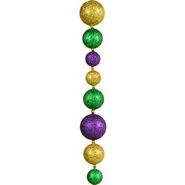 Large Mardi Gras Ball Garland: 6' Foot! Tinsel Tree New Orleans Purple Green Gold Home Decorations