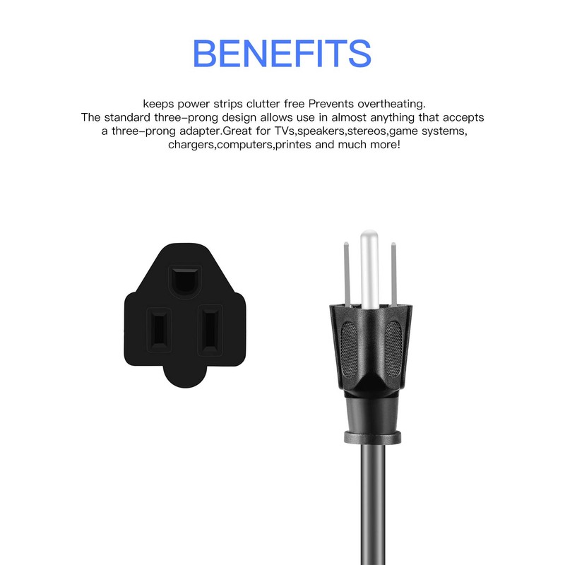 KMC Power Extension Cord 10-Pack, Outlet Saver, 16AWG 3 Prong,