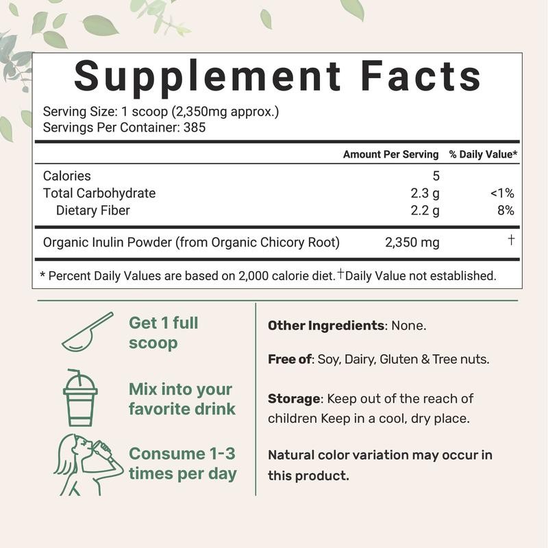 Micro Ingredients Organic Chicory Inulin Powder, 2lb