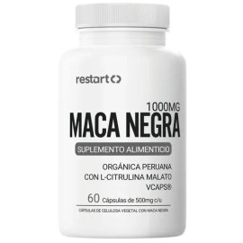 Restart Maca Negra Orgánica Peruana + L-Citrulina | Black Maca Premium 1000mg por Porción | Suplemento Natural Hombre Testo | Testosterona Vitaminas p