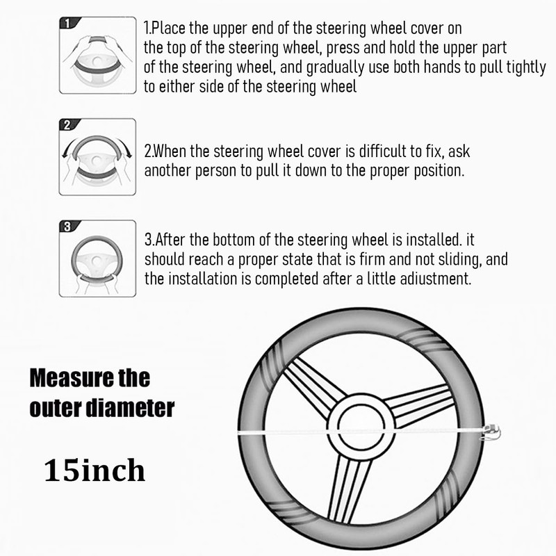 HZEL Car Steering Wheel Cover with Massage Grip, 14.5-15" Soft
