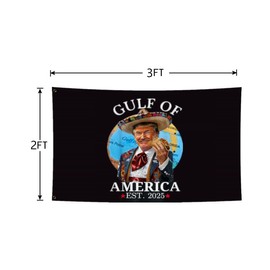 TOCRTSV Gulff Of Us America 2025 Flag 2x3FT-Gulff of America 2025 Flag with 2 Brass Grommets Fade Resistant for Indoor Outdoor.