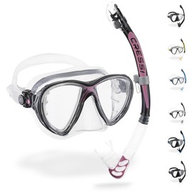 Cressi Big Eyes Evolution Mask & Alpha Ultra Dry Snorkel - Dive Combo Set, One Size, Transparent/Pink, Adult Unisex