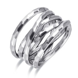 AVECON Silver Ring Women's Wide Wrap Ring / Princess Cut Amethyst / 14 Carat Gold Plated Cross Ring Women Fashion Jewellery Size J to Z, Brass, No Gemstone