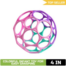 Bright Starts Oball Classic Ball Infant Toy Pink/Purple, Newborn+, 4