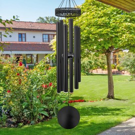 ASTARIN 48'' Wind Chimes for Outside Deep Tone - Large Wind Chimes with 6 Heavy Tubes, Memorial Wind Chimes Outdoor for Garden Hanging Décor,Sympathy Gifts，Black