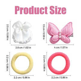 MAIKAOZAI 230 Pcs Girls Hair Accessories Set, Includes Colorful & Pink Hair Ties, Satin Bow Ties, Pearl Butterfly Hair Clips – Kids Hair Bows & Clips