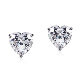 Crystalline Azuria Women Girls 18ct White Gold Plated White Zirconia Crystals Love Hearts Stud Earrings