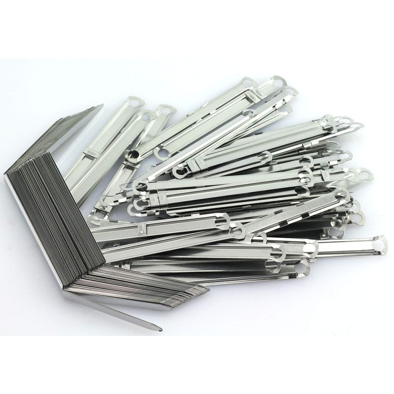 yyangz 50pcs/Box Metal File Fastener 2-Hole Metal Binder Clip Paper
