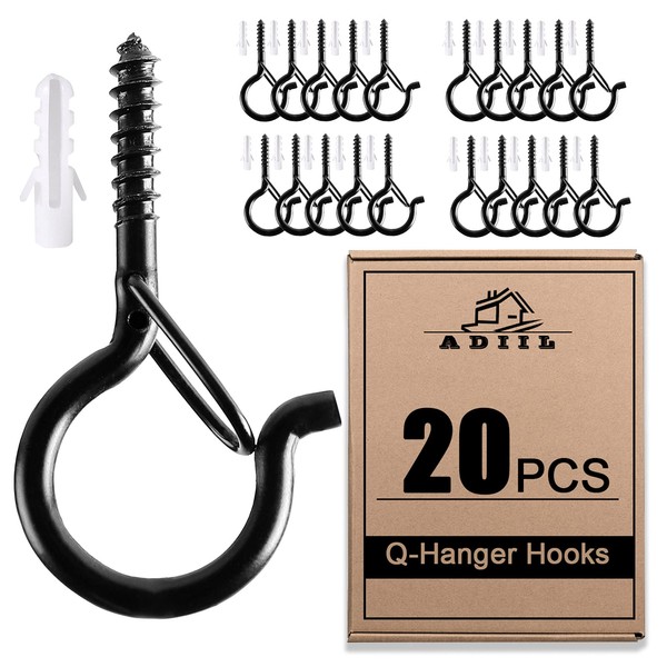 ADIIL 20 PCS Q Hanger Hooks with Safety Buckle, Windproof