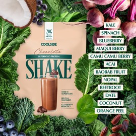 Coolside Vegan Protein Powder – Chocolate | 20g Plant Based Protein per Serving + Super Greens & Prebiotics | Sweetened with Dates | Rich and Delicious | Clean Ingredients | 15 Servings (27oz)