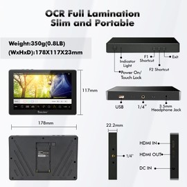 Desview R705 Camera Field Monitor, 7 inch Touch Screen Field Full HD 1920x1200IPS 4K HDMI with 3D LUT Waveform Peaking Focus Assist Video for DSLR