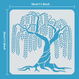 ORIGACH Weeping Willow Stencil Reusable Willow Painting Stencils for Painting on Wood, Canvas, Paper, Fabric, Floor, Wall and Tile
