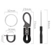 SKIPPER 8747 Keyring Carabiner with Ring and D-Clip, Leatherette stainless