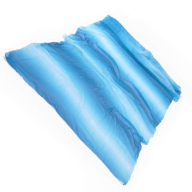 2Pcs Silk Veils Poi Chain Balls Women Belly Dance Poi Streamer Throw Ball for Party (Lakeblue White)