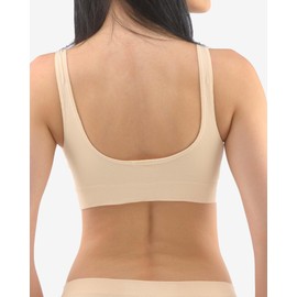ecoBAMBOO Bustier Women's Top Made of Bamboo, Padded Sports Bra Women Without Underwire, with Light Hold, for Yoga and Everyday Use, Beige 1