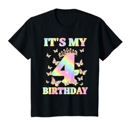 Cute 4 Years Old Girl Funny Butterfly It's My 4th Birthday T-Shirt