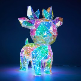 JOIEDOMI 15 in Prismatic Iridescent Reindeer Light Decorations, Prismatic Christmas Decor,150 LED Cool White Lights for Indoor Holiday Décor, Christmas Eve Night Décor