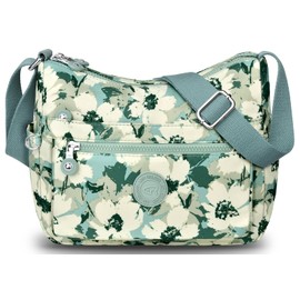 VOBUKE Shoulder Bag Women's Medium Waterproof Nylon Crossbody Bag with Multiple Compartments Lightweight Shoulder Bag Adjustable Wide Leisure Small Messenger Bag for Shopping, Travel, A-Green