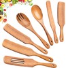 Spurtles Kitchen Tools Wooden, 7Pcs Wooden Spoons for Cooking, Natural