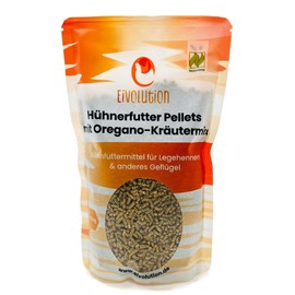 Eivolution Organic Chicken Feed Pellets 800 g - Oregano Herb Mix for Poultry - Natural Nutrition for Laying Hens - Rich in Vital Substances - Controlled Ecologically