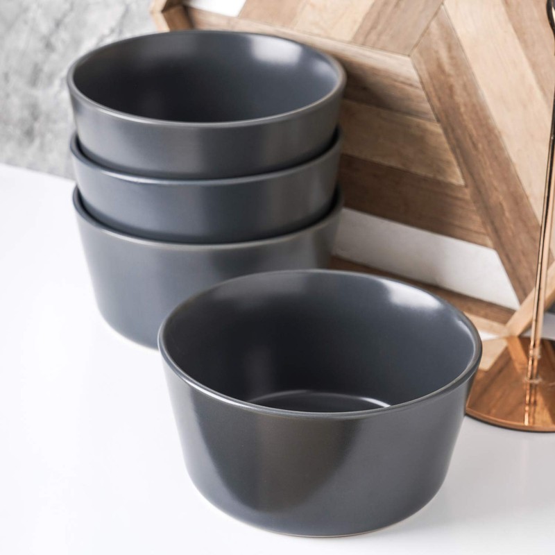 Stone Lain Coupe Stoneware Set of 4, Bowls, Gray Matte