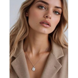 B BBPM Worry Stone Necklace Silver Necklace for Women Fidget Jewelry Anxiety Relief Peaceful Thumb Pendant Necklace Meditation Relaxation Stress Relief Gift for Women