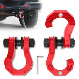 AMBULL D Ring Shackles 3/4" Split Shackles, 44,000lbs Break Strength Towing Winch Shackles, Heavy Duty Shackles with 7/8" Screw Pin for Tow Strap Winch Off Road Vehicle Recovery, RedRed