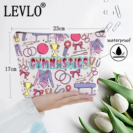 LEVLO Gymnastics Cosmetic Makeup Bag Gymnast Team Gift Gymnastics Coach Zipper Pouch Bag Gymnast Graduation Merchandise Gymnastics Full Bag