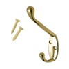 5 Pack of Brass Double Hat and Coat Door Hooks