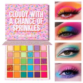 TINTARK Cloudy with a Chance of Sprinkles - 30 Colours Eyeshadow Palette Matt, Glitter, Shimmering and Metallic Eyeshadow Palette, Blue, Green Eye Make-Up, Eyeshadow with Mirrors, No Talc