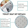 Onalasyc 4Pcs Pink Geometric Shower Curtain with Rugs Set Waterproof