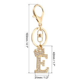 PATIKIL Initial Letter Keychain, Letter E Crown Design Charm with Crystal Diamonds Decorative Alphabet Pendants for Bag Backpack DIY Craft, Gold Tone