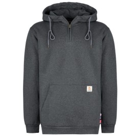 BOCOMAL FR Hoodies 1/4 Zipper Pullover 10.5oz Cotton Fleece Fire Resistant Hooded Sweatshirts-NFPA2112 CAT2 Dark Heather Grey