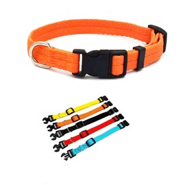 ChioSun Dog Collars, Nylon Dog Collar with Safety Buckle, Adjustable Dog Collar, Suitable for Small and Medium-Sized Dogs (M(1.5 cm), Orange)