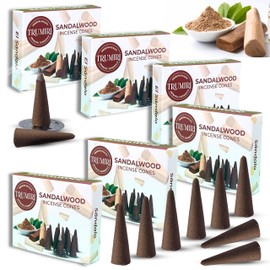 Sandalwood Incense Cones - Total 60 Cone Incense - Six Packs of 10 Insence Cones - Incense Cones Scented - Cone Incense Scents - Insense Cones - Inscent Cones