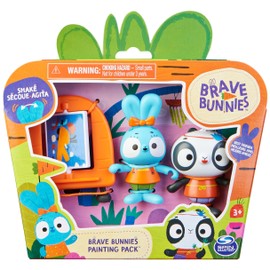 Spin Master Brave Bunnies Painting Pack, Painting with Boo Rabbit and Panda, with 2 Action Figures and 1 Canvas as Accessory, Toy for Children from 3 Years, Basic Figures Set