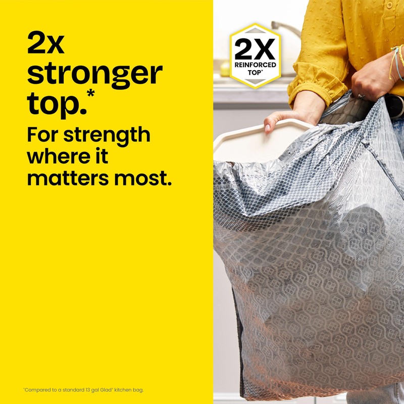 Glad ForceFlex MaxStrength XL Kitchen Trash Bags, 20 Gal, Fresh