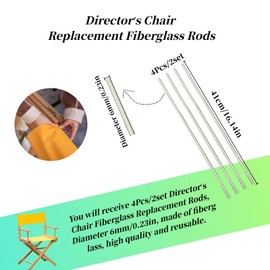 Wonafa 4 Pcs Director's Chair Fiberglass Replacement Rod，Replacement Fiberglass Stick for Directors Chairs Director Chair Replacements,Fiberglass Rods,Chairs Repair Rod (Grey_2)