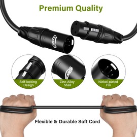 Elecan 3 Pin Female to 5 Pin Male XLR/DMX Turnaround Adapter Cable 0.5 Ft/2 Pack, Premium Signal Transmission for Microphone Audio Stage Lighting & Controller, Flexible Durable, Black + Ties