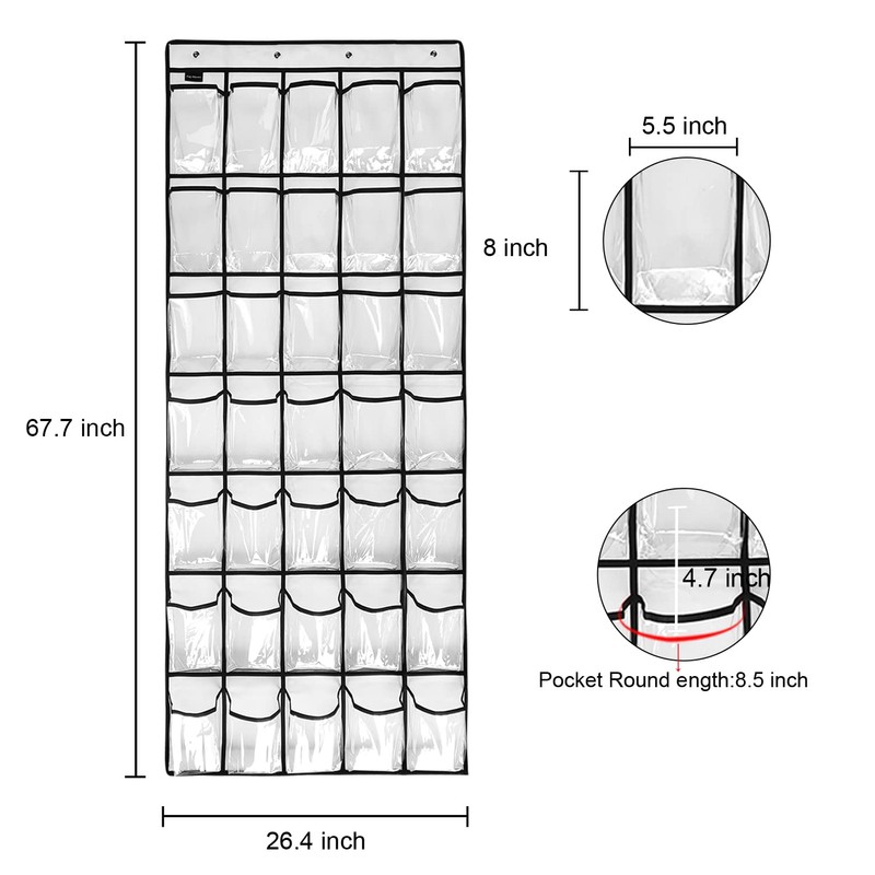 TidyMaster Clear Crystal 2 Pack 35 Pockets Large Hanging Shoe