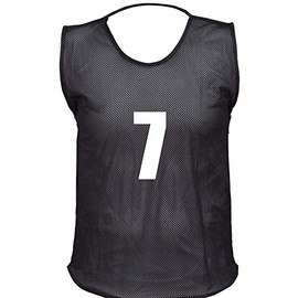 10 MESH BIBS FOOTBALL TRAINING SPORTS BIBS NUMBERED (2-11 OR number of your choice) Front/Back OR Front & Back (Black (Front & Back), Youth (Men's Small-Medium))