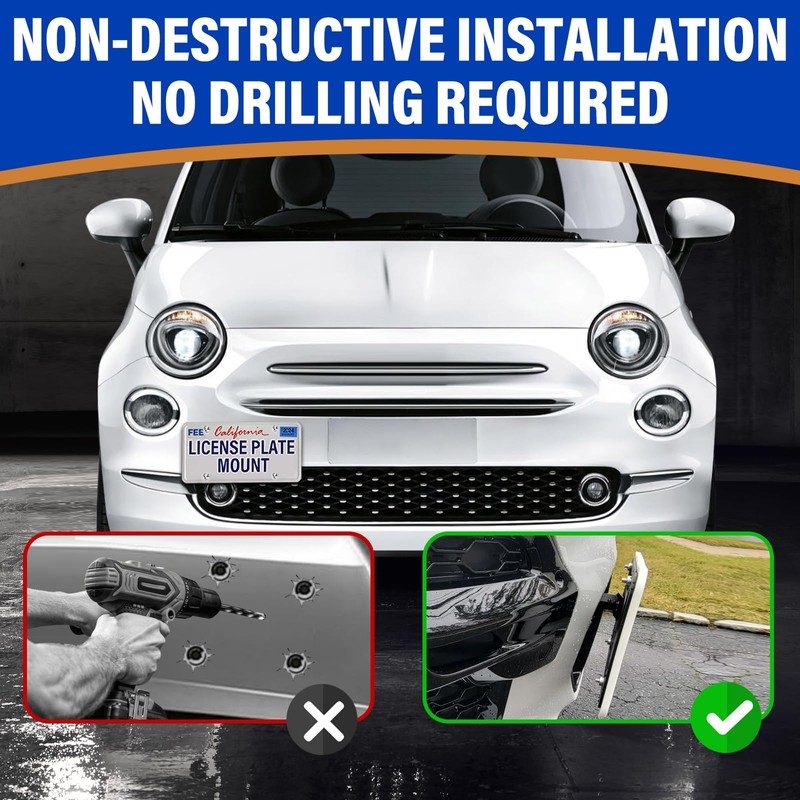 No Drill Front License Frame Compatible with Fiat 124 Spider