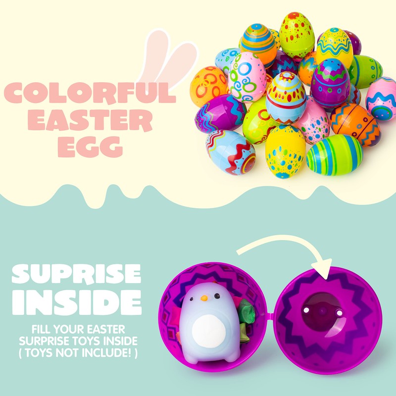 JOYIN 24 x 8 cm Printed Easter Eggs, Empty Easter