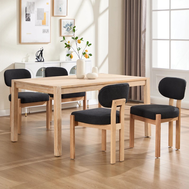 Modern Fabric Dining Chair Set of 2 Rounded Back Upholstered