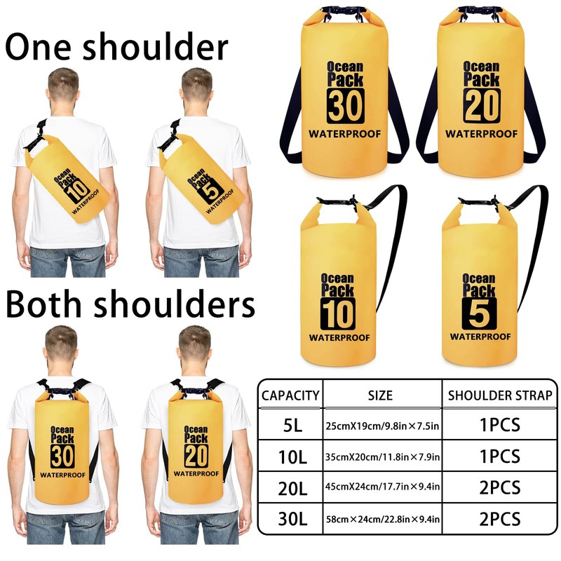Invool Dry Bag, 5L/10L/20L/30L Waterproof Dry Bag, Dry Sack with